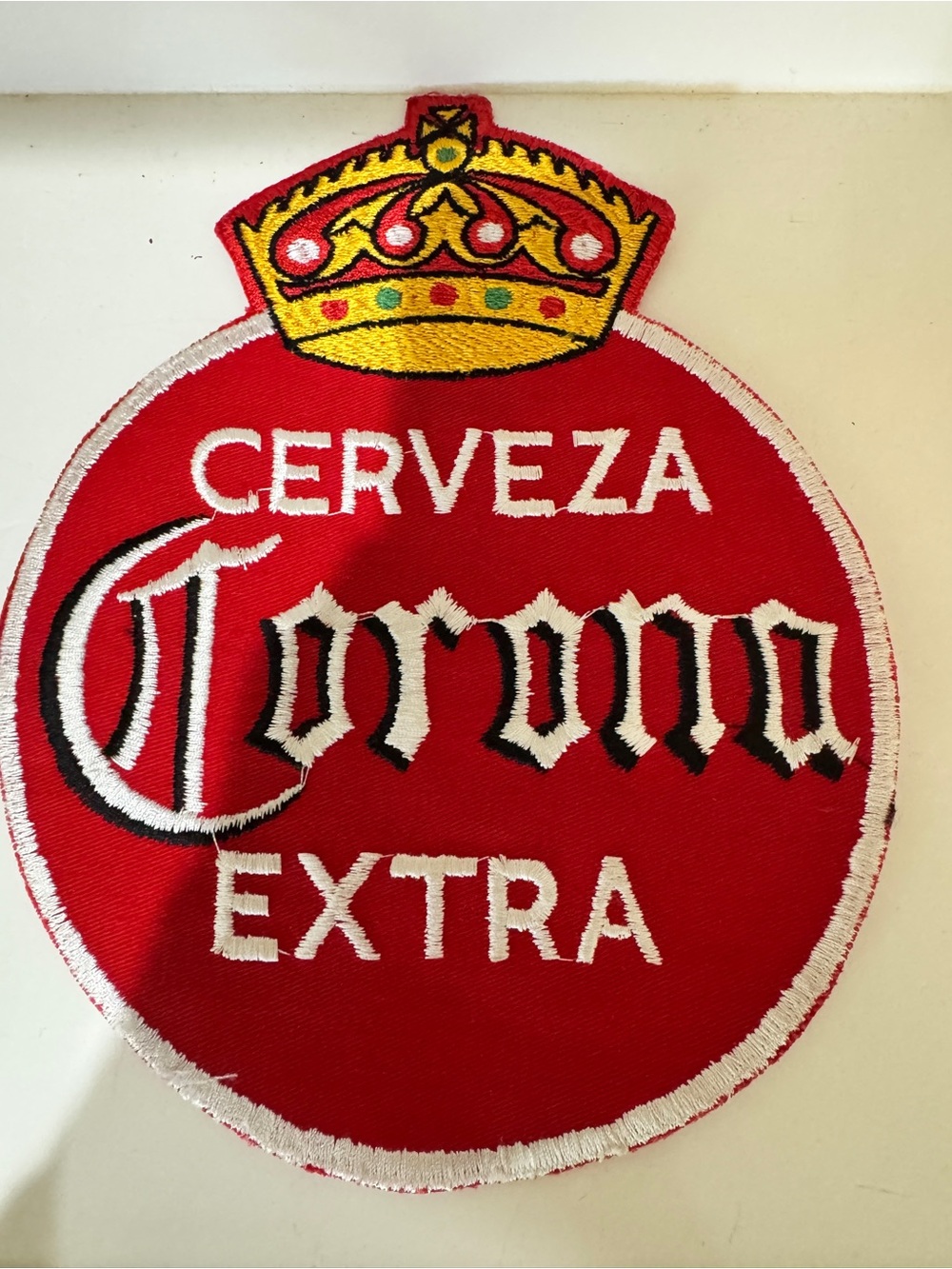 Corona Extra Embroidered Patch - Red & Yellow Crest. Large vintage.
